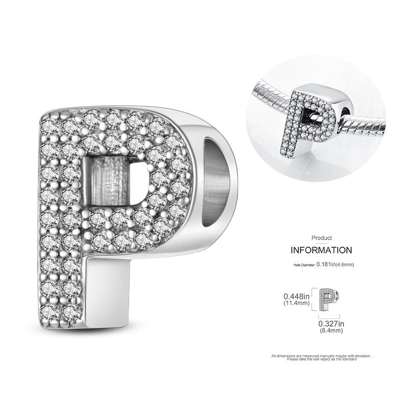 26 A-Z Alphabetperlen Kupfer Liebesbrief-Anhänger Passend für Original 3mm Damenarmband Armreif Cz Zirkonperle DIY Schmuck Geschenk