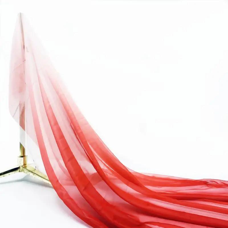 30D Szyfon Tencel Kolor Gradientowy Cienka Tkanina Ubrania Sceniczne Sukienki Koszule DIY Dekoracja Domu 100x150cm