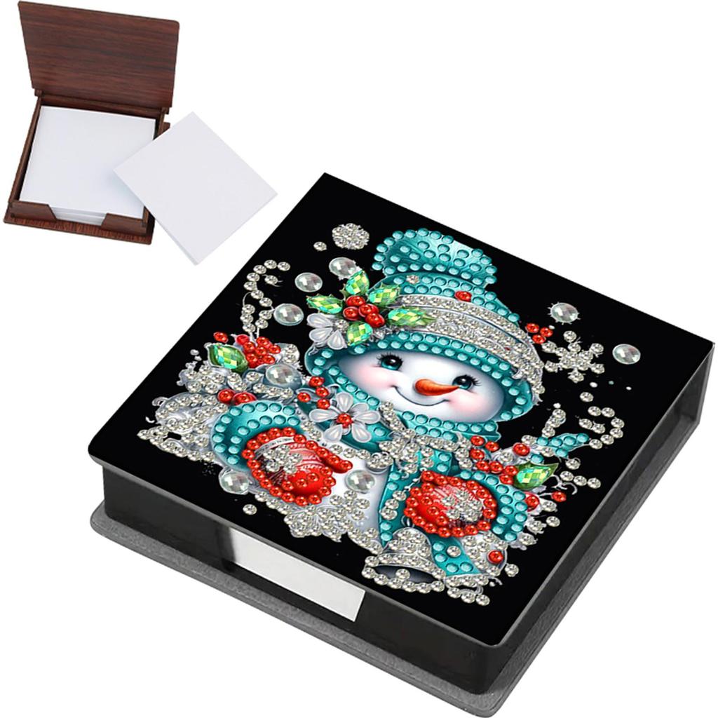 5D DIY PU Diamond Painting Notecard Box with 160 Sheets Paper Self Adhesive Crystal Note Box Mosaic Kit for Home Office
