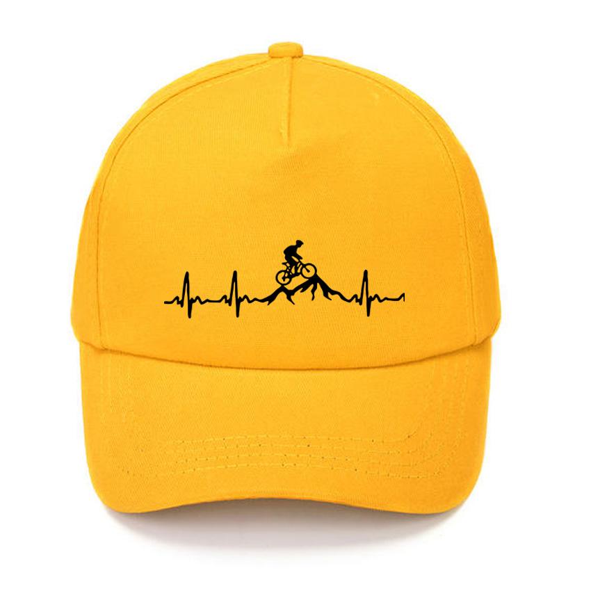 Mountain Bike Heartbeat Funny Black Cap Solid Color Baseball Cap Snapback Caps Casquette Hats Hip Hop Dad Hats Men Women Unisex