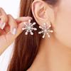 Crystal Zircon Pearl Drop Earrings Snowflake Long Tassel Earring Ear Jewelry  For Women Girl