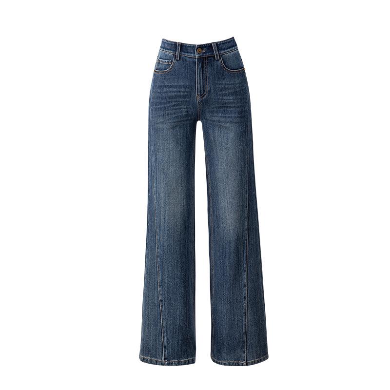 Yi Fei Women s 2025 Autumn Retro Micro-Flare Split Jeans 30 темно-синий