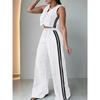 Women's Loose Fit Two Piece Set Sleeveless Crop Top Elastic Waist Wide Leg Pants Tracksuit
