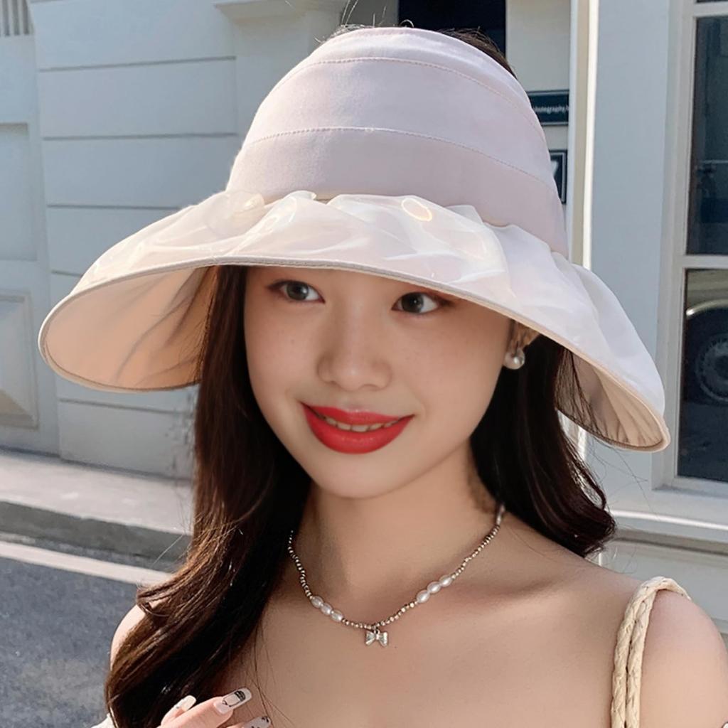 Haveli Ribbon Sun Visor UV Perfect for Bucket Wide UV Sun One Hat, Protection, Stylish, Women's, Foldable, Stylish, Driving, Casual, Outdoor, Golf,