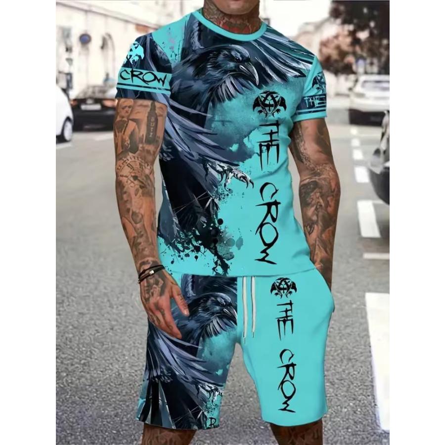 Fashion Resort Style Men's T-Shirt Short Sleeve Shorts Two-Piece Set Summer 3D Print