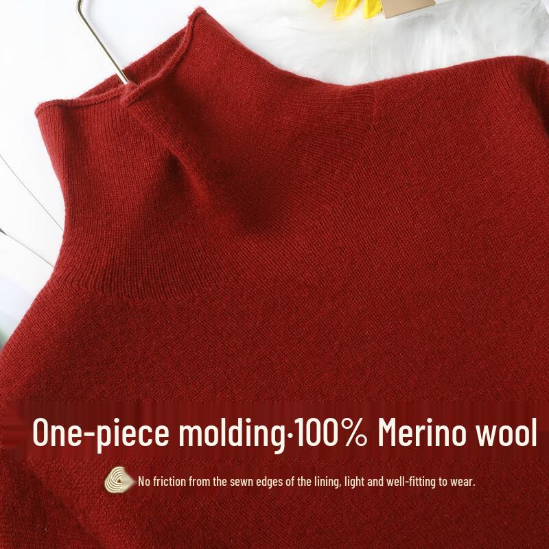SNOWFLYING Women's 100% Wool High-Neck Pullover Sweater