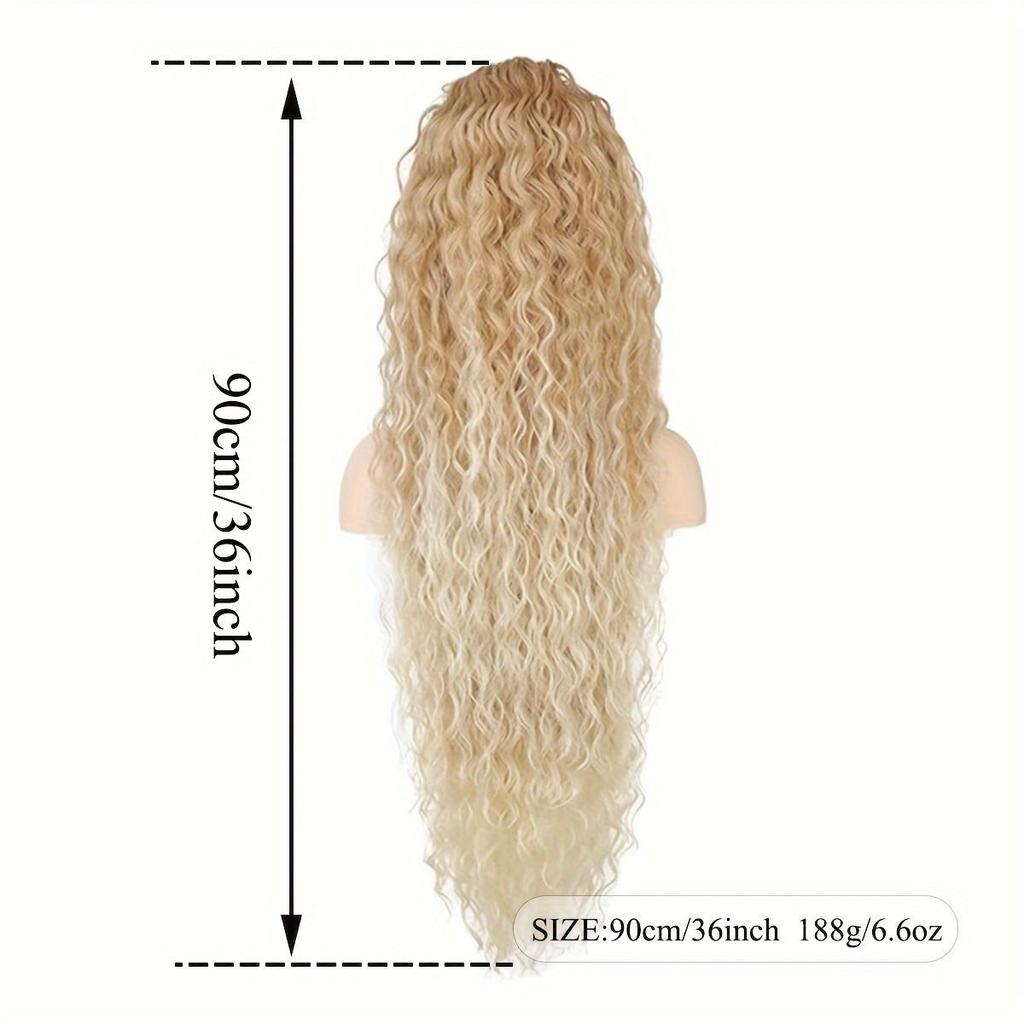 Extensão de Rabo de Cavalo com Cordão Ondulado para Mulheres 36 Polegadas, Peça de Cabelo Sintético Longo Leve, para Uso Diário, Festivais, Festas