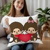 Federa Cuscino Cartone Animato M-Monchhichis Tessuto Peluche Morbida Federa Stampa Fronte/Retro Copricuscino Regali per la Casa