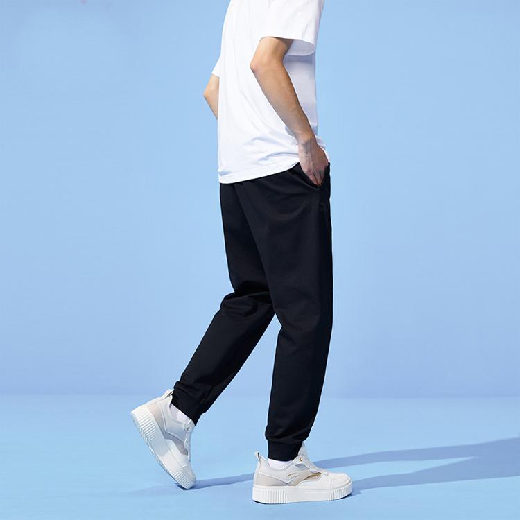 Anta Life Series Letter Print Loose Knit Cropped Sports Pants Men Bottoms Black 152128304-1
