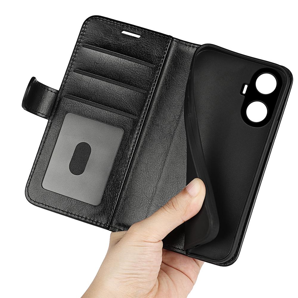 For Realme C55 Shockproof Crazy Horse Texture Phone Case PU Leather Wallet Flip Stand Cover