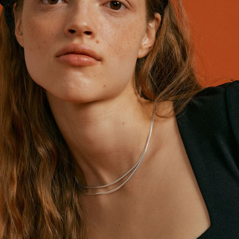 

XPIER Snake ITARY chain silver Necklce[2size] about40cm