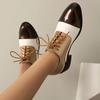 2025 Leisure Female Pumps Round Toe Lace Up Mixed Color Block Heels 3.2cm Large Size 45 46 47 48 Fashion Daily Shoes