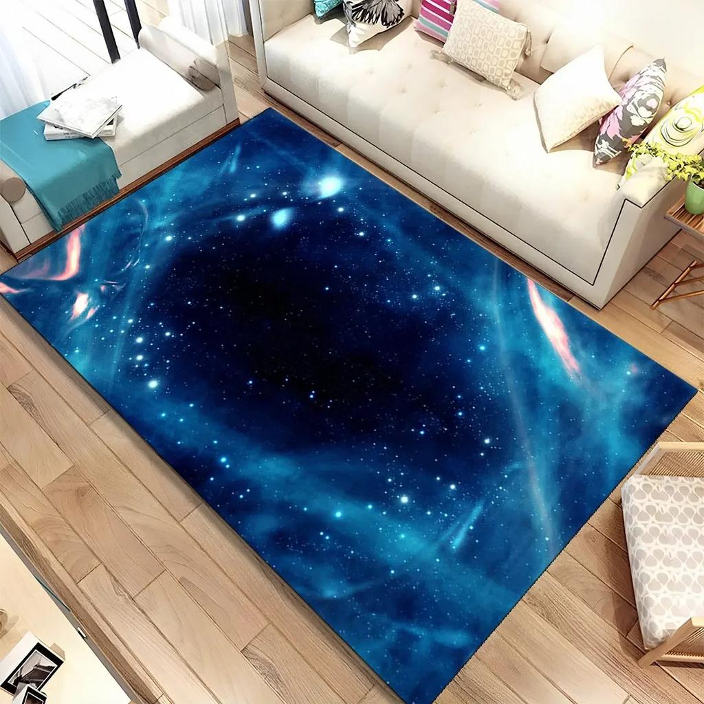 Kristallteppich Galaxie Universum Weltraum Sterne Teppich - Rutschfeste Fußmatte für Wohnzimmer Schlafzimmer Kinder Spiel Dekor Flauschiges Kinderzimmer