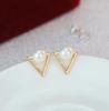 Korean Elegant Triangular Pearl Stud Earrings