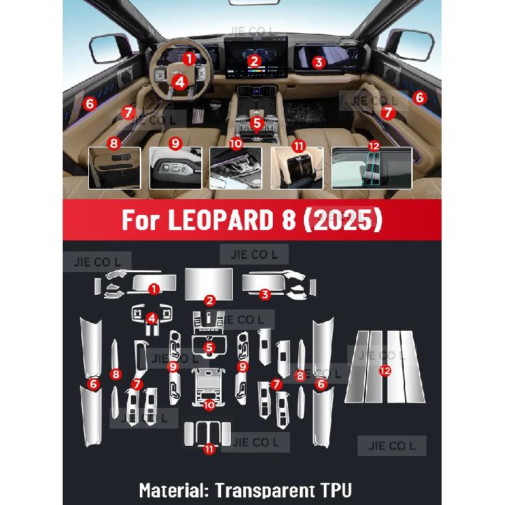 For LEOPARD 8 2025 Anti-scratch Car Interior Center Console Media Dashboard Navigation TPU Protector Film