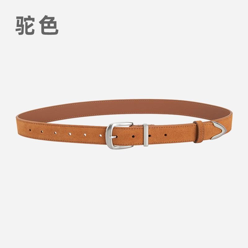 Womens Genuine Leather Belt With Matte Suede Finish Vintage Style Adjustable Waistband Jeans Skirts