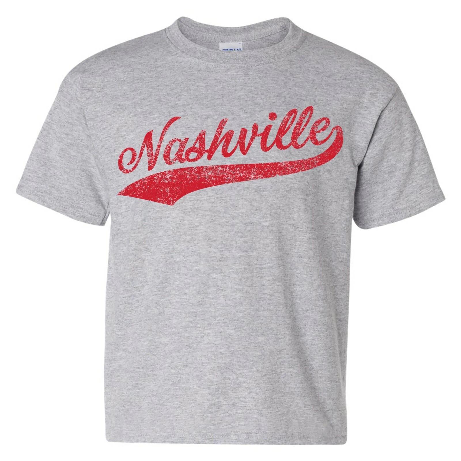 Nashville City Baseball Script - Hometown Pride Youth T Shirt - Sport Grey 3XL