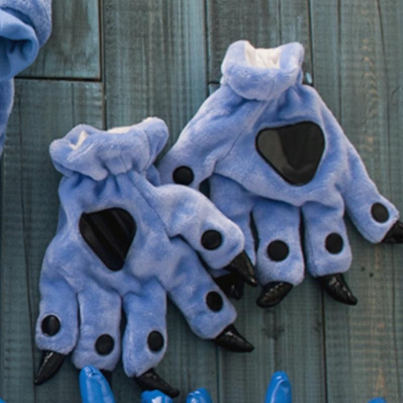 Plush Dinosaur Paw Gloves Cartoon Cute Animal Hand Gloves Animal Paw Warm Gloves Cosplay Tool Costume Party Accessories