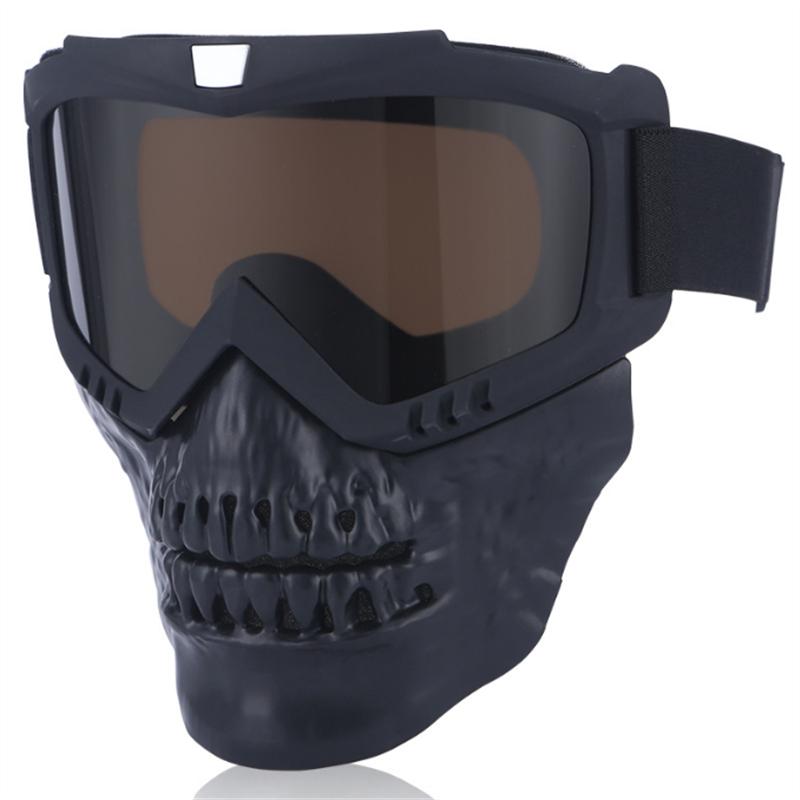 Motorcycle Bicycle Riding Windproof Full Face Goggles Detachable Skeleton Protective Skull Mask Colored Helmet Goggle