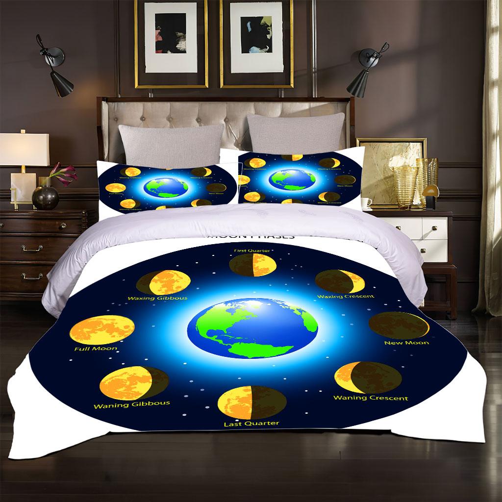 Kosmiczny Układ Słoneczny Planeta Zestaw Pościeli 3D Dla Dzieci Chłopców Dziewcząt Zestaw Kołdry 1 Poszwa na Kołdrę I 2 Poszewki na Poduszki Miękki Pojedynczy Podwójny