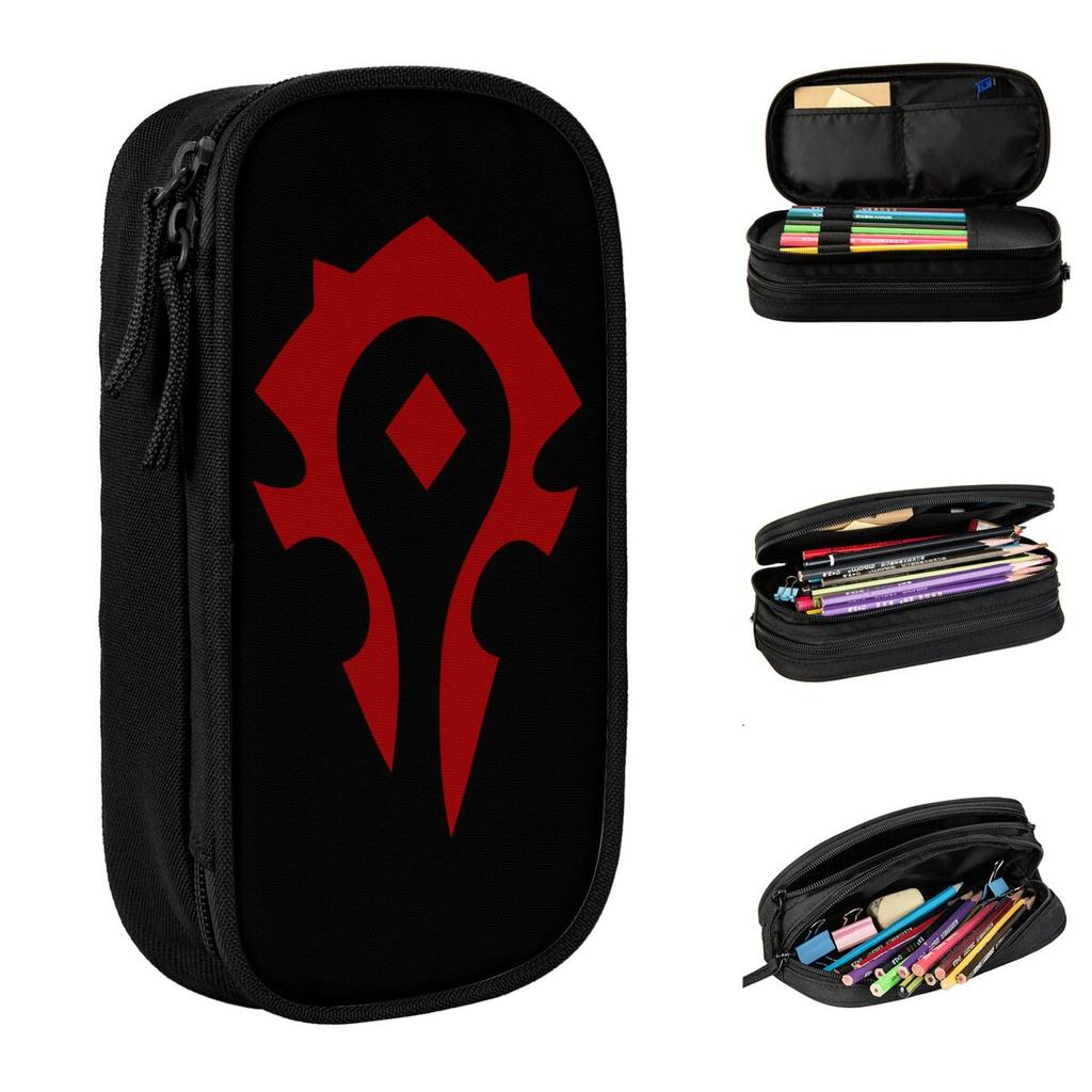For The Horde Pencil Cases New Warcrafted Game Pen Holder Bags for Student Big Capacity School Supplies Gift Pencilcases