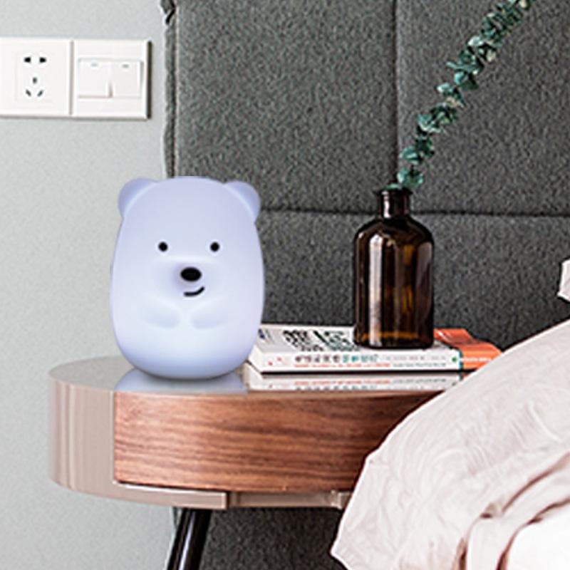Medium Bear Colorful Color-changing LED Light Silicone Night Light Pat USB Rechargeable Lamp Bedside Decoration Atmosphere Light