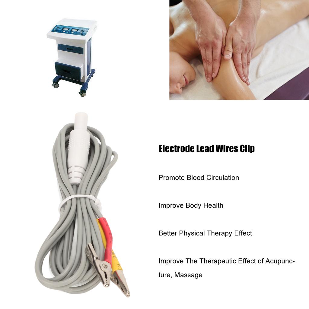 5PCS Clip Electrode Wire Portable Physical Therapy Electrode Wires Cable Clip for TENS Machine Grey