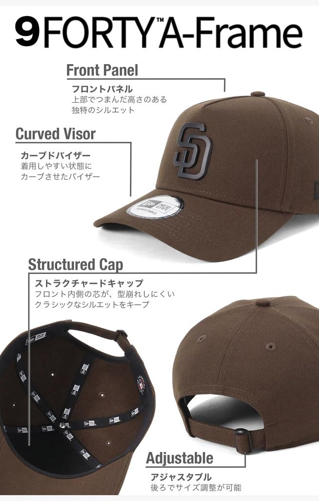 NEW ERA Cap 9Forty MLB SD Walnut 9Forty CS Matte Black Metal Badge Mlb San Diego Padres A-Frame