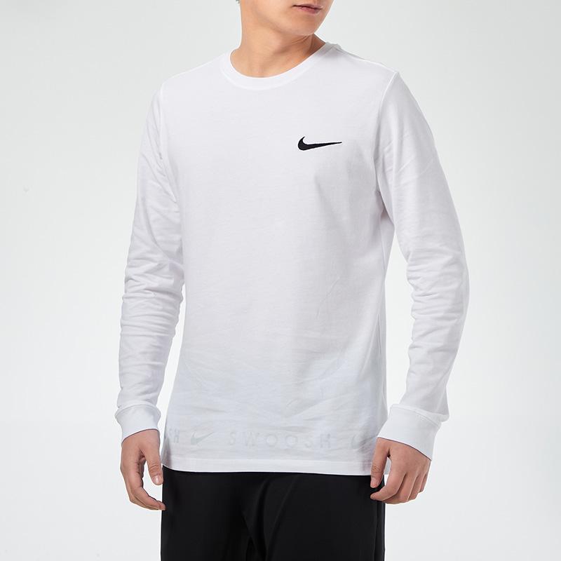 Nike Sportswear Swoosh Casual Crew-Neck Long-Sleeve T-Shirt Men Tops White DA0336-100