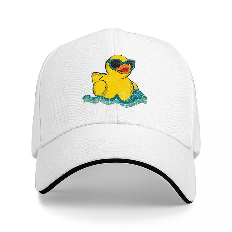 Duckie Vibes Baseball Cap Featuring Cool Yellow Rubber Duck With Sunglasses On Black Hat For Fun And Fashionable Look