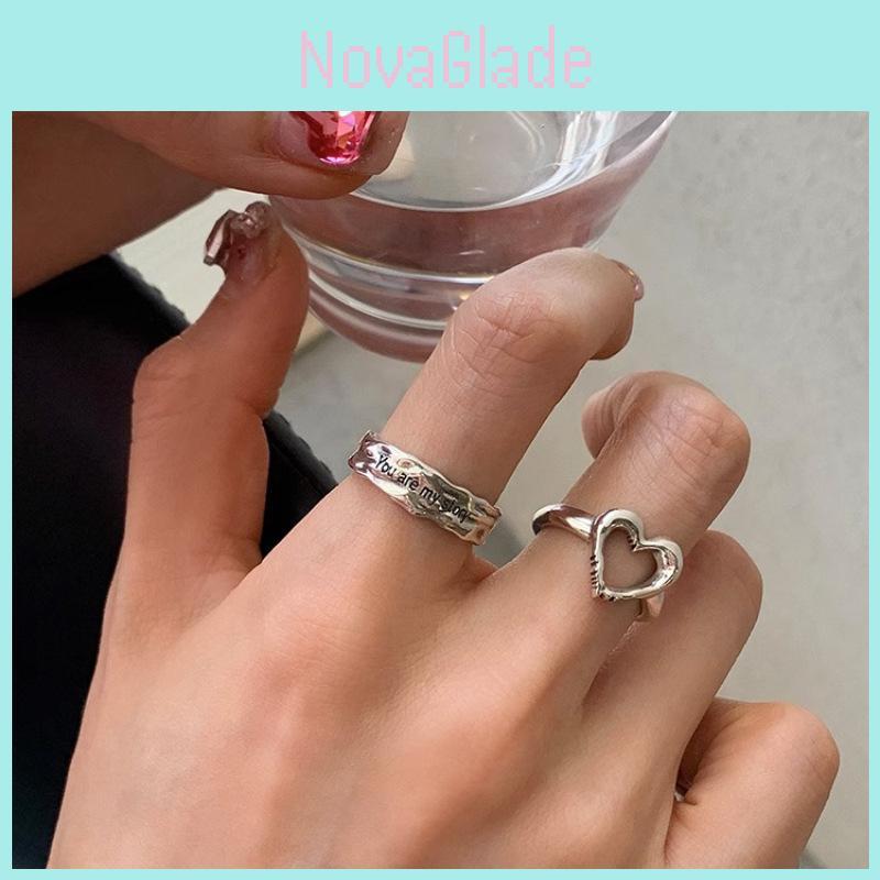 Einzigartiger Vintage Herzförmiger Verstellbarer Ring für Frauen Stilvolles Schickes Design