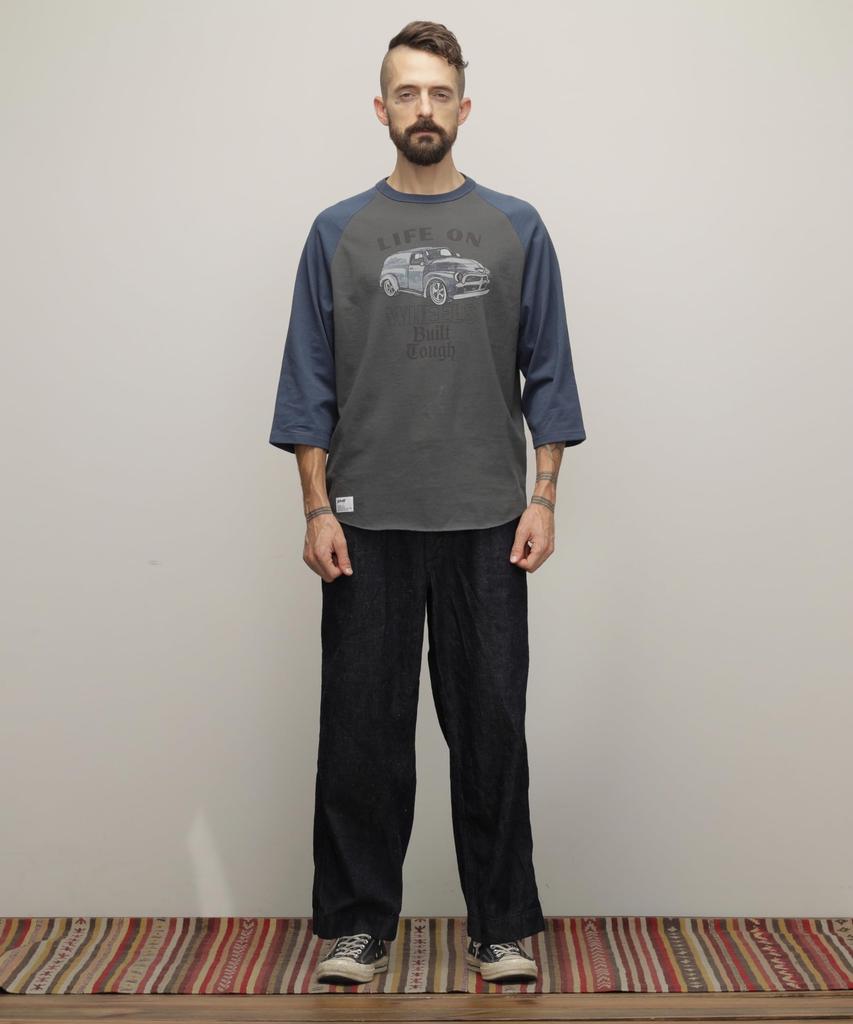 Schott NYC RS T-SHIRT "LIFE ON WHEELS" Raglan Sleeve T-Shirt, Men's, Size S, 410, Charcoal, 782-4130005