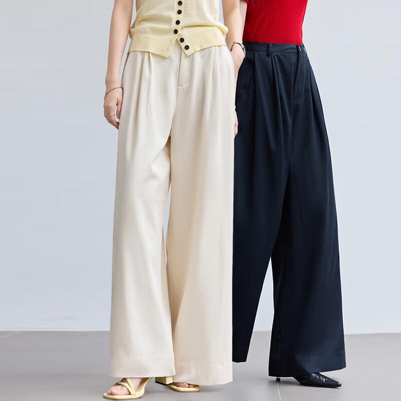 VICTORIA&VERA Women's Cooling Wrinkle-Resistant Lyocell Wide-Leg Casual Pants