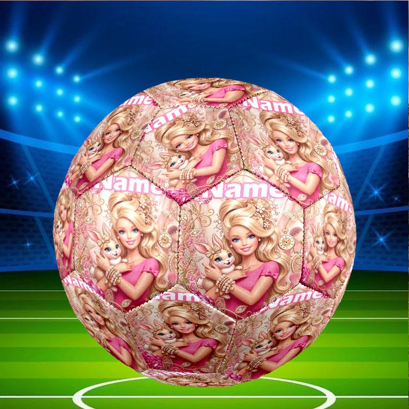 Custom Name Personalized Barbie Print Size 5 Soccer Ball Training & Match Football, for Team, Kicking, Gift for Football Enthusiasts