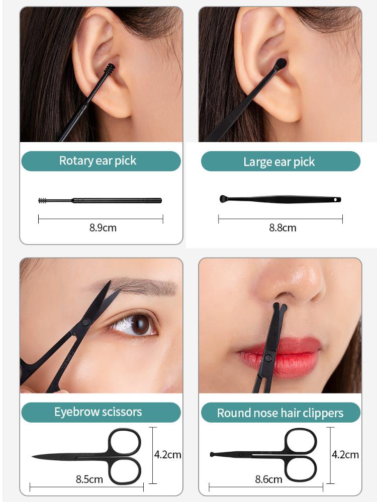 7/10/15Pcs Professional Nail Cutter Pedicure Scissors Set Stainless Steel Eagle Hook Portable Manicure Nail Clipper Tool Set