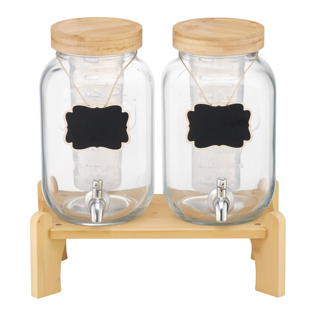 Drink Dispenser 3.8L Beverage Dispenser for Parties Glass with Stand 2PCS