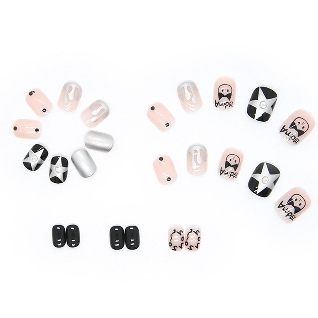 Black and Pink Fake Nails Good Workmanship Natural Appearance for Daily Nails Decoration
