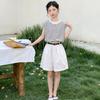 Korean Style Striped Sleeveless T-shirt & Shorts Set for Girls - Summer 2026