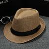 Cotton and Linen Fabric Panama Solid Color Top Hat Jazz Hat Sun Hat Men's and Women's Couple British Sun Hat