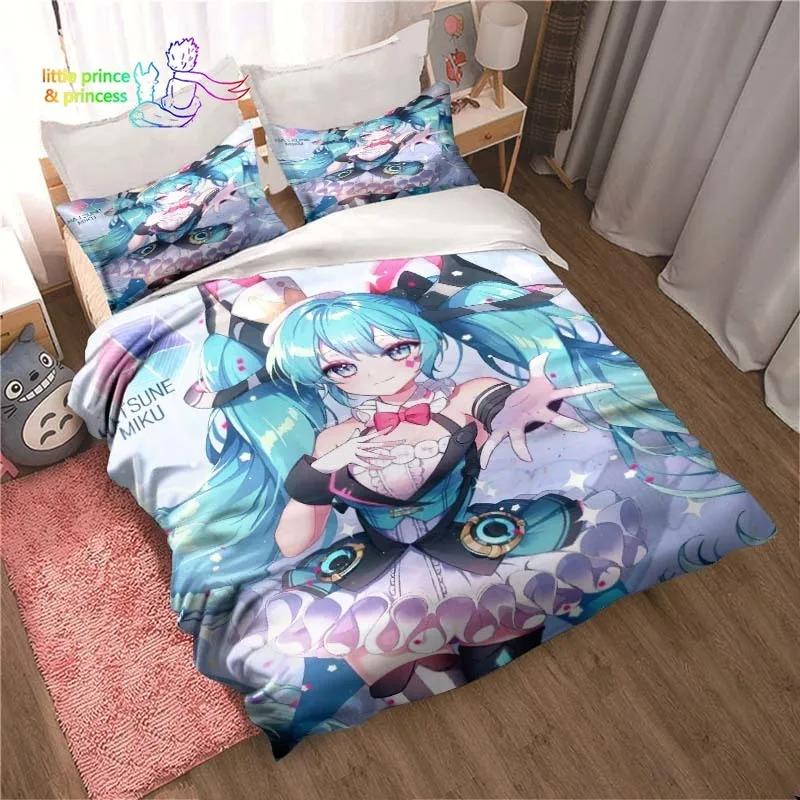 Set de lenjerie de pat Anime Kawaii Japonez Miku Single Twin Full Queen King Size Set de pat Aldult Copil Dormitor Imprimeu 3D