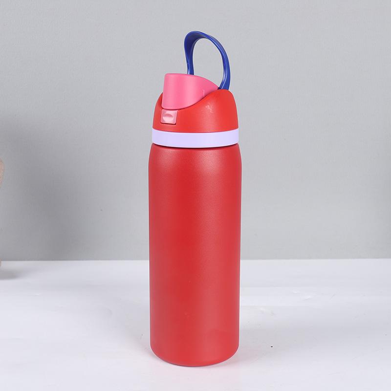 Isolierte Sportwasserflasche aus Edelstahl 304 mit Pop-Up-Deckel und tragbarem Griff