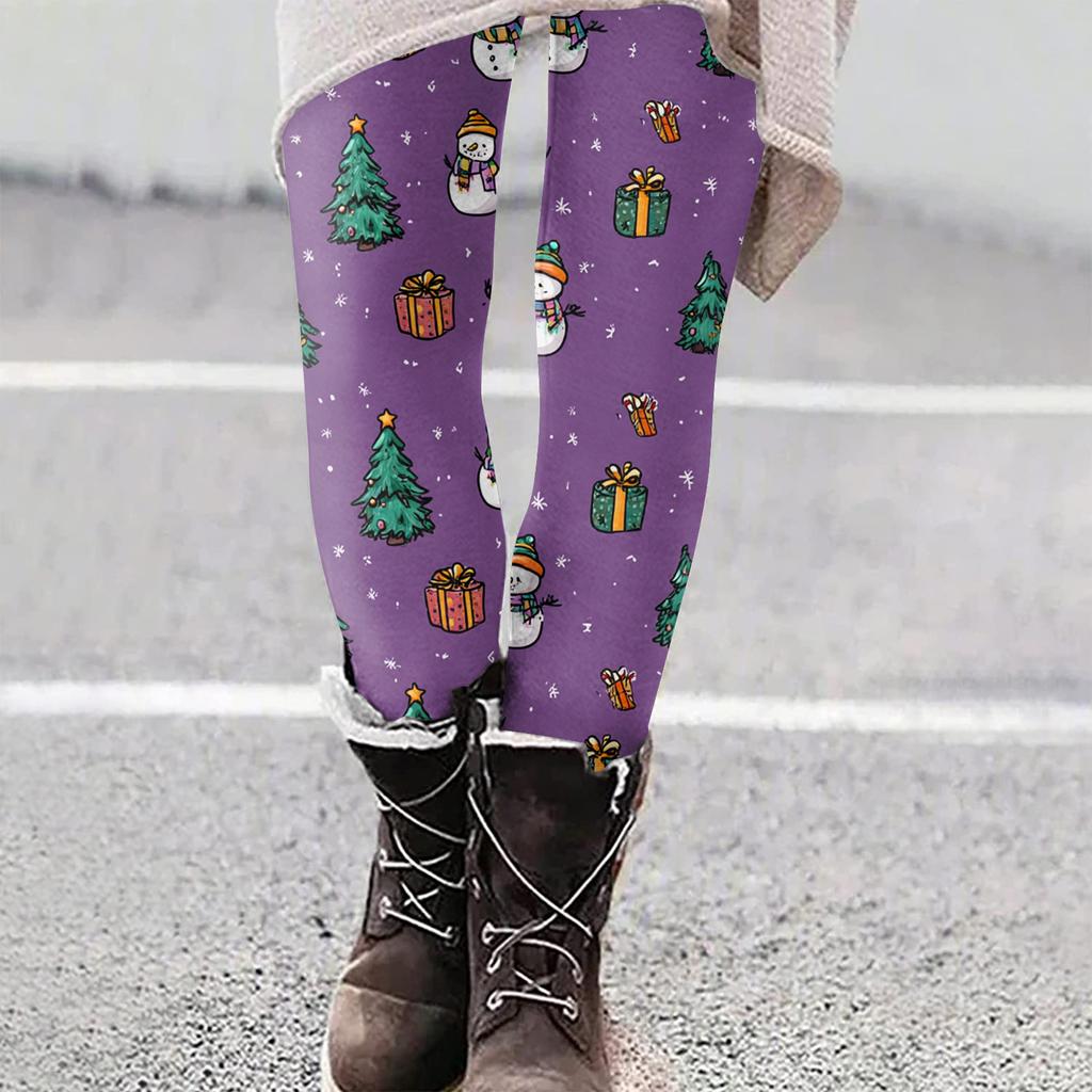 Women's Christmas Print Slim Fit Elastic Yoga Casual Pants
