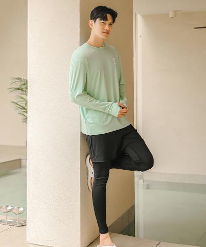Tyubeuteuli Finger Hole Loose Fit Long Sleeve Rash Guard A704 Glory Green