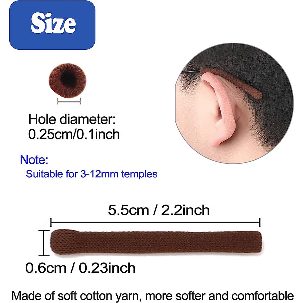 1 Coppia Anti-Scivolo Terminali Astine Occhiali Morbido Tessuto di Cotone Gambe Montatura Occhiali Fermo Cuscinetto Manicotto per Orecchio Comfort Occhiali