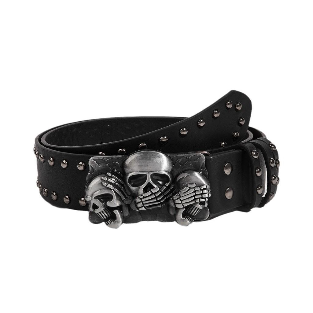 Punk Nonmainstream Men Pu Leather Belt Skull Head Buckle Clothing Accessories