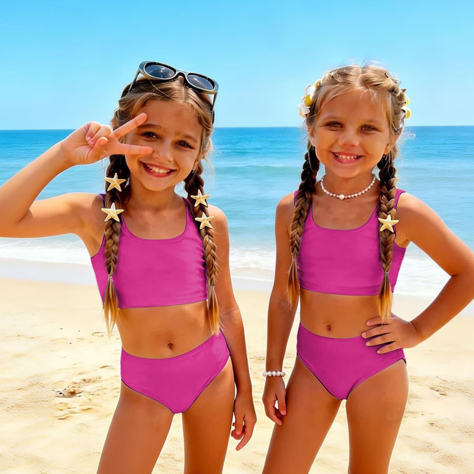 

Girls Two Piece Swimsuit Tankini Set Kids Summer Swimwear Soft Fabric Comfortable Fit Durable Construction Suitable for Beach Pool Activities 100