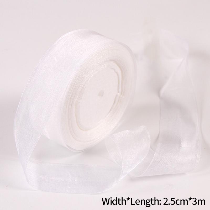 1Roll Sheer Organza Ribbon Chiffon Silk Ribbon for DIY Craft Gift Wrapping Christmas Decoration Wedding Bouquet Sewing Supplies