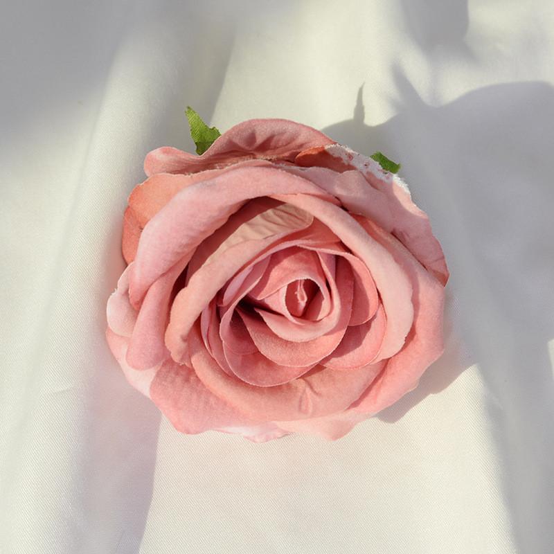 Rose Velvet Artificial Rose Head With Embossed Craft For Wedding Venue Romantic