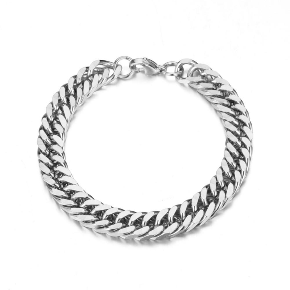 Hiphop 10mm Stainless Steel Curb Chain Bracelet For Men Women Fashion Cuban Link Chain Bracelet Unisex Wrist Jewelry Bangle Gift