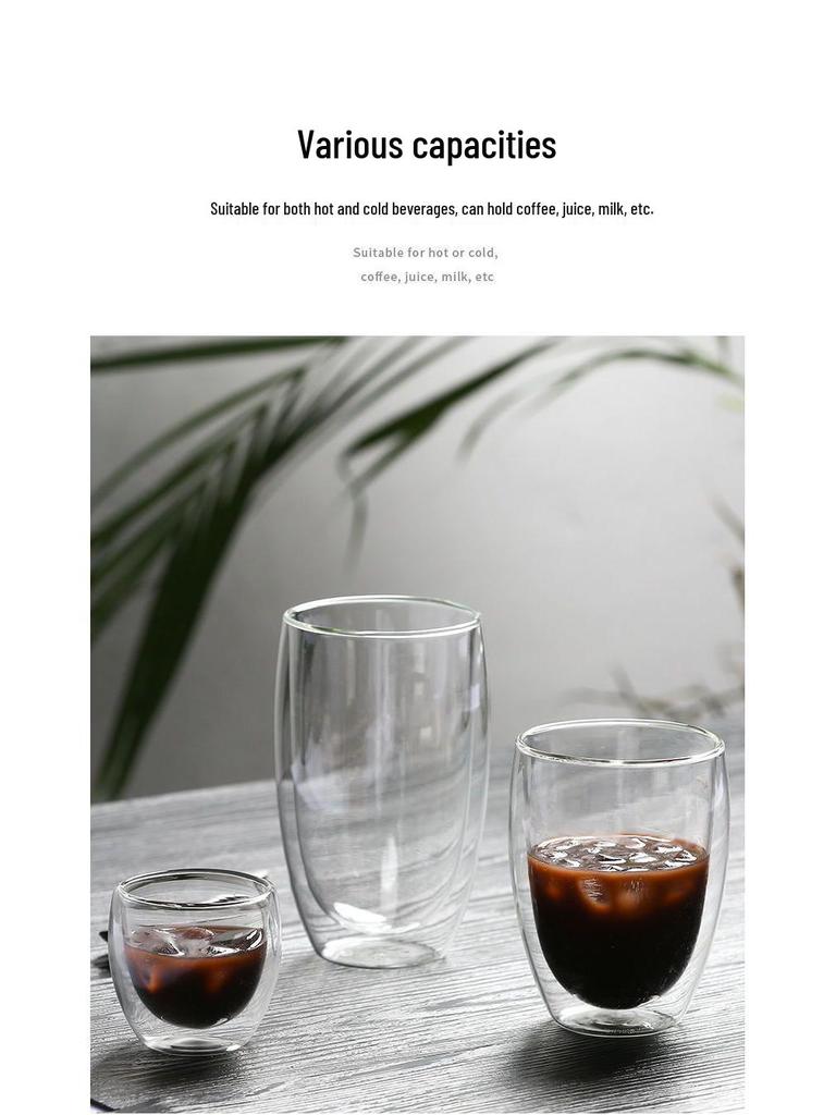Double-Layer Transparent Heat-Insulating Glass Tea Cup Set